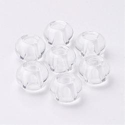 Glass European Beads, Large Hole Beads, Rondelle, Clear, 15x10mm, Hole: 5~6.4mm(GDA006-01)