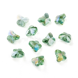 Transparent Electroplate Glass Beads, Faceted, Butterfly, AB Color Plated, Light Green, 8x10x5.5mm, Hole: 1mm(GLAA-P037-02A-AB01)