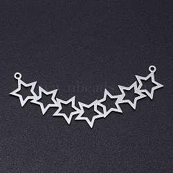 Non-Tarnish 201 Stainless Steel Laser Cut Pendants, Hollow Star, Stainless Steel Color, 24x59.5x1mm, Hole: 1.4mm(STAS-S105-T884-1)