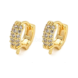 Rack Plating Brass Micro Pave Clear Cubic Zirconia Hoop Earrings Findings, with Pin Bails, Long-Lasting Plated, Lead Free & Cadmium Free, Round Ring, Golden, 12.5x13x4mm, Pin: 1mm(KK-F876-19G)