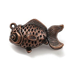 Tibetan Style Alloy Pendants, Fish
, Cadmium Free & Lead Free, Red Copper, 44.5x38.5x16mm, Hole: 2mm(FIND-C052-15R)