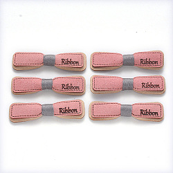 Faux Suede Patches, Costume Ornament Accessories, for Magic Tape Hair Clip Making, Bow, Pink, 14x53x8mm(FIND-R075-06)