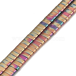 Electroplated Non-magnetic Synthetic Hematite Beads Strands, Rectangle, 2-Hole, Pink Plated, 5x2x2mm, Hole: 0.8mm, about 193pcs/strand, 8.27 inch(21cm)(G-G089-A02-07)