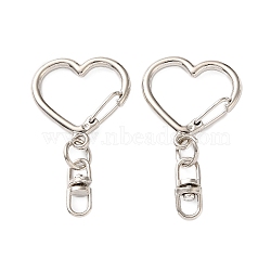 Zinc Alloy & Iron Swivel Clasps, Heart, Platinum, 44mm(FIND-K026-01P)