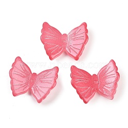 Spray Painted Glass Beads, Butterfly, Cerise, 20x24.5x6mm, Hole: 1.2mm(GLAA-Z007-02B)