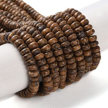 Natural Coffee Jasper Beads Strands, Rondelle, 4x2mm, Hole: 0.8mm, about 173~177pcs/strand, 15.39~15.67''(39.1~39.8cm)