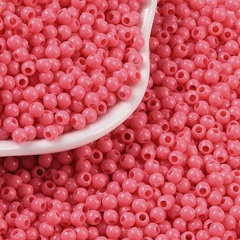 Opaque Acrylic Beads, Round, Cerise, 3x2.5mm, Hole: 1.2mm, about 48000pcs/500g
