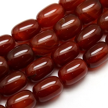 Natural Carnelian Column Beads Strands, Dyed & Heated, 13~14x10~11mm, Hole: 1mm, about 26~28pcs/strand, 15 inch
