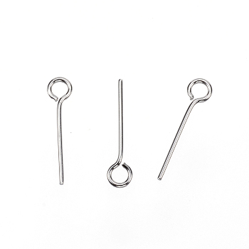 304 Stainless Steel Eye Pin, Stainless Steel Color, 15mm, Hole: 2mm, Pin: 0.7mm