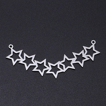 201 Stainless Steel Laser Cut Pendants, Hollow Star, Stainless Steel Color, 24x59.5x1mm, Hole: 1.4mm