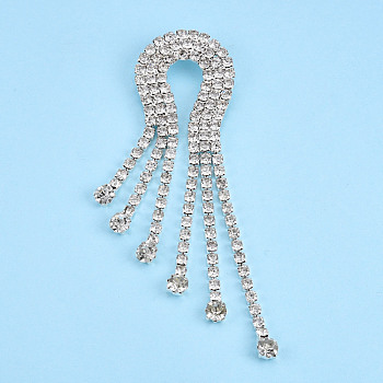 Crystal Rhinestone Teardrop Lapel Pin, Creative Brass Badge for Backpack Clothes, Silver, 94.5x26.5x7mm, Pin: 0.6mm