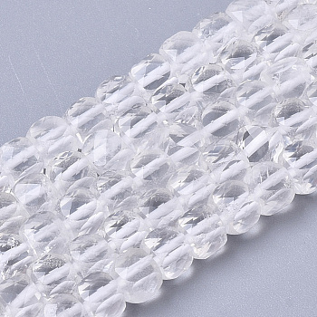 Natural Quartz Crystal Beads Strands, Rock Crystal, Faceted, Cube, 4~4.5x4~4.5x4~4.5mm, Hole: 0.8mm, about 94pcs/strand, 15.35 inch(39cm)