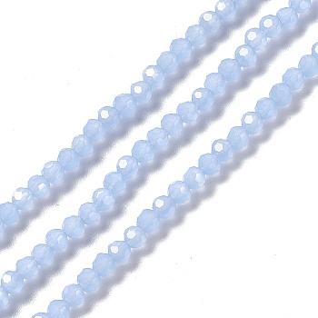 Faceted(32 Facets) Glass Beads Strands, Round, Cornflower Blue, 4mm, Hole: 1mm, about 99~107pcs/strand, 14.09~15.43''(35.8~39.2cm)