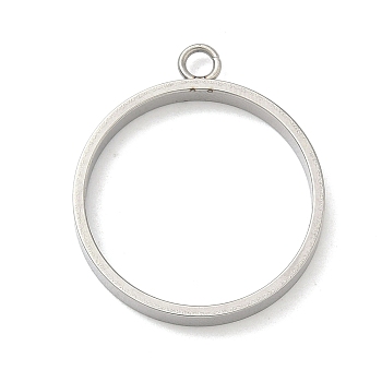 304 Stainless Steel Open Back Bezel Pendants, for DIY UV Resin, Epoxy Resin, Pressed Flower Jewelry, Flat Round, Stainless Steel Color, 26x22x3mm, Hole: 2.5mm, Inner Diameter: 20mm