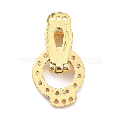 Brass Micro Pave Clear Cubic Zirconia Fold Over Clasps(ZIRC-P085-01G)-2