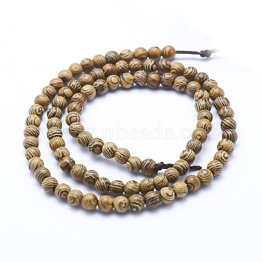 Natural Wenge Wood Beads Strands(WOOD-P011-05-6mm)-2