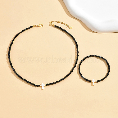 Black Cross Shell Bracelets & Necklaces