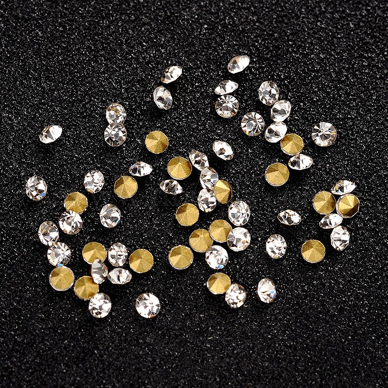 1440pcs/Bag Faceted Glass Pointed Rhinestone Findings Back Plated Tiny Craft 2mm 