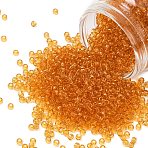 TOHO 8/0 Round Beads, Japanese Seed Beads, (2B) Transparent Medium Amber, 3mm, Hole: 1mm, about 1111pcs/50g(SEED-XTR08-0002B)