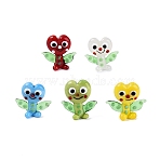 Handmade Lampwork Heart Elfin Figurine Display Decorations, for Home Desktop Decoration, Mixed Color, 19~22x20~22.5x8~11mm(LAMP-N034-28)