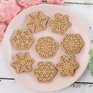 Christmas Snowflake Plastic Cookie Candy Food Cutters Molds, for DIY, Kitchen, Baking, Kids Birthday Party Supplies Favors, Pink, 64~66x58~60x20mm, 8pcs/set(DIY-K080-06)