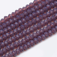 Imitation Jade Glass Beads Strands, Faceted, Rondelle, Purple, 2.5~3.1x1.5~2.2mm, Hole: 0.5mm, about 150~160pcs/strand, 12.60 inch~13.39 inch(32~34cm)(GLAA-R200-A08)