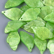 Cellulose Acetate(Resin) Pendants, Leaf, Lime Green, 23~24x13x4~4.5mm, Hole: 1.2mm(KY-S157-41E)