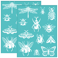 Self-Adhesive Silk Screen Printing Stencil, for Painting on Wood, DIY Decoration T-Shirt Fabric, Turquoise, Insects, 280x220mm(DIY-WH0338-184)