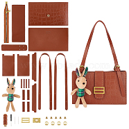 Rabbit DIY Imitation Leather Crossbody Bag Kits, including PU Leather Fabrics, Adjustable Shoulder Straps, Threads, Needles, Zipper, Screwdriver, Alloy Clasp, Sienna(DIY-WH0410-01C)