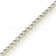Unwelded Iron Curb Chains, with Spool, Platinum, 3.4x2.4x0.7mm, about 328.08 Feet(100m)/roll(CH-R078-07P)