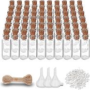 DIY Pendant Decoration Kits, with Glass Wishing Bottles, Cork Stopper, Jute Twine, Iron Screw Eye Pin Peg Bails and Plastic Funnel Hopper, Clear, 13x30mm, Hole: 7mm, 60pcs/set(DIY-CA0001-13)