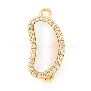 Brass Micro Pave Clear Cubic Zirconia Box Clasps, with Shell Epoxy Resin, Cashew Nut, Real 18K Gold Plated, 17.5x9x8mm, Hole: 1.2mm(KK-P291-25G)