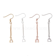 12Pairs 4 Colors Brass Real 18K Gold & Rose Gold & Platinum & Silver Plated Earring Hooks, Mixed Color, 45mm, Pin: 0.5mm, 3pair/color(KK-LS0001-16)