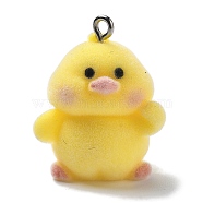 Resin Pendants, With Platinum Iron Loop, Duck Charms, Duck, 26.5x21.5x16mm, Hole: 2mm(RESI-Q007-01D)