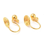 Brass Clip-on Earring Converters Findings, with Spiral Pad and Loop, for Non-pierced Ears, Golden, 13x8mm, Hole: 1.4mm, Plug: 4mm(KK-D060-04G-01)
