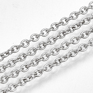 304 Stainless Steel Cable Chains, Soldered, with Spool, Oval, Stainless Steel Color, 2.5x2x0.5mm, about 49.21 Feet(15m)/roll(CHS-S005-04)
