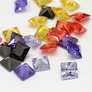 20PCS Mixed Grade A Square Shaped Cubic Zirconia Pointed Back Cabochons, Faceted, 5x5x3mm(X-ZIRC-M004-5x5mm)