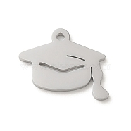 304 Stainless Steel Pendants, Laser Cut, Graduation Hat Charm, Stainless Steel Color, 15x20x1.5mm, Hole: 1.8mm(STAS-K270-22P)
