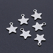 201 Stainless Steel Laser Cut Charms, Blank Stamping Tag, Star, Stainless Steel Color, 10x8.5x1mm, Hole: 1.4mm(STAS-S105-T948-1)