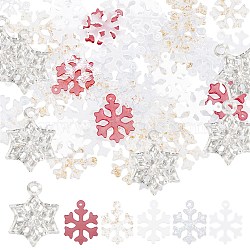 120Pcs 6 Colors Transparent Resin Pendants, Christmas Snowflake Charms, Mixed Color, 19.5x14.5x1.5mm, Hole: 1mm, 20pcs/color(FIND-SC0010-13)