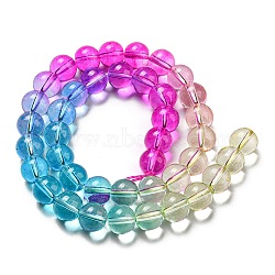 Dyed & Heated Synthetic Quartz Beads Strands, Gradient Color Round Beads, Deep Pink, 10mm, Hole: 1mm, about 41~42pcs/strand, 14.76''~15.16''(37.5~38.5cm)(G-P502-01C-04)