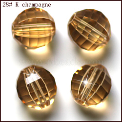 Imitation Austrian Crystal Beads, Grade AAA, Faceted, Round, Gold, 6mm, Hole: 0.7~0.9mm(SWAR-F079-6mm-28)