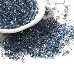 Transparent Baking Paint Glass Seed Beads, Two Tone, Peanut, Steel Blue, 4.5x3.5x2.5mm, Hole: 0.9mm, about 9000pcs/pound(SEED-A033-06A-13)