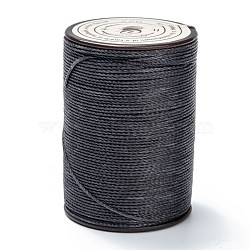 Round Waxed Polyester Thread String, Micro Macrame Cord, Twisted Cord, for Leather Sewing Stitching, Gray, 0.65mm, about 87.48 yards(80m)/roll(YC-D004-02D-027)