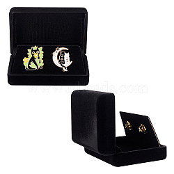 Velvet with Plastic Jewelry Set Box, Jewelry Gift Case, Rectangle, Black, 9.8x6.3x3.2cm, Inner Diameter: 90x51mm(CON-WH0097-03A)