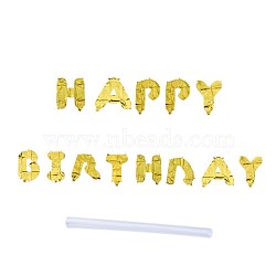 Aluminum Foil Inflatable Balloons, for Birthday Party Decoration, Word Happy Birthday, Gold, 37~44x24.5~41cm, 13pcs/set(AJEW-TAC0019-15)