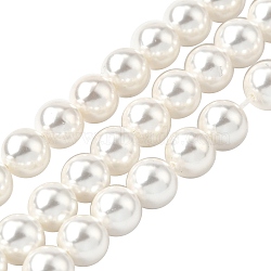 Rainbow Plated Shell Pearl Bead Strands, Grade A, Round, Old Lace, 6mm, Hole: 1mm, about 62pcs/strand, 16 inch(BSHE-L025-02-6mm)