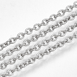 304 Stainless Steel Cable Chains, Soldered, with Spool, Oval, Stainless Steel Color, 2.5x2x0.5mm, about 49.21 Feet(15m)/roll(CHS-S005-04)