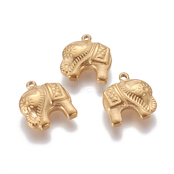 304 Stainless Steel Charms, Elephant, Golden, 13~13.2x14~14.2x4.2mm, Hole: 1.2mm(STAS-I105-44G)