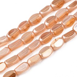 Electroplate Glass Beads Strands, Pearl Luster Plated, Faceted, Cuboid, Sandy Brown, 6~7x4~5x3mm, Hole: 0.8mm, about 80pcs/strand, 20.08 inch~ 20.31 inch(51~51.6cm)(EGLA-S188-12-A03)